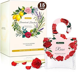15 Packs Rose Scented Sachets Bag for Drawers and Closets, Home Fragrance Sachet Long-Lasting Hanging Closet Deodorizer Smell Goods for House