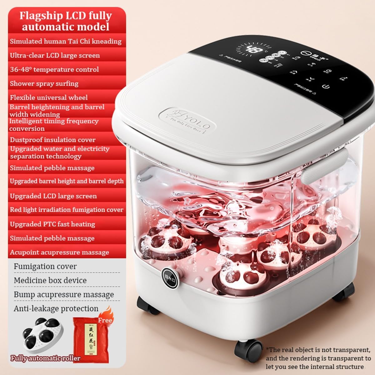 Foot Massager spa, Foot Spa Bath Massager, with Circulation Heat, Tub for Stress Relief, with Heat and Massage Rollers, for Relaxation & Pain Relief - Gifts(White-A)