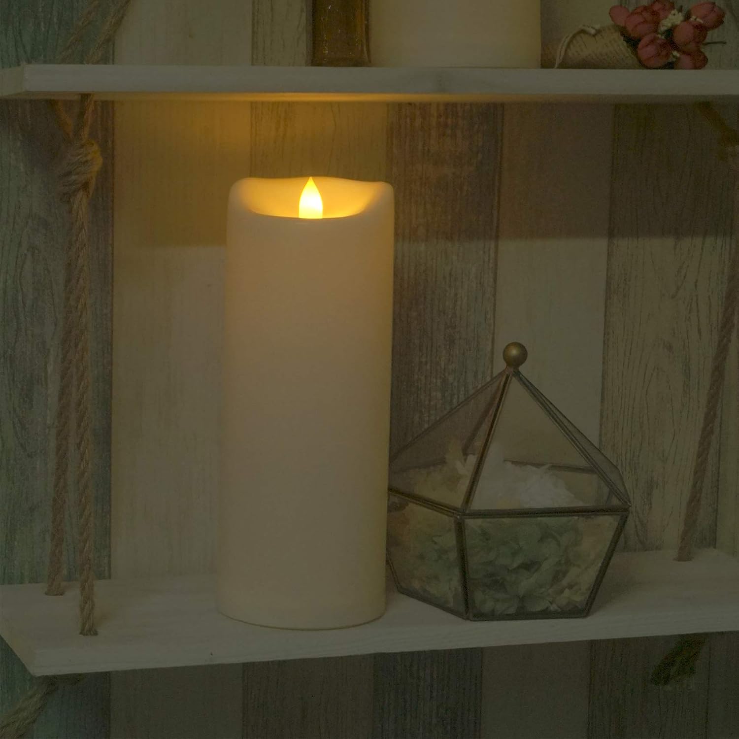10"x4" Battery Operated Flameless LED Pillar Candle, Outdoor Waterproof Flickering Light with Remote & Timer for Halloween Party Wedding Party Home Decoration, 1 Pack