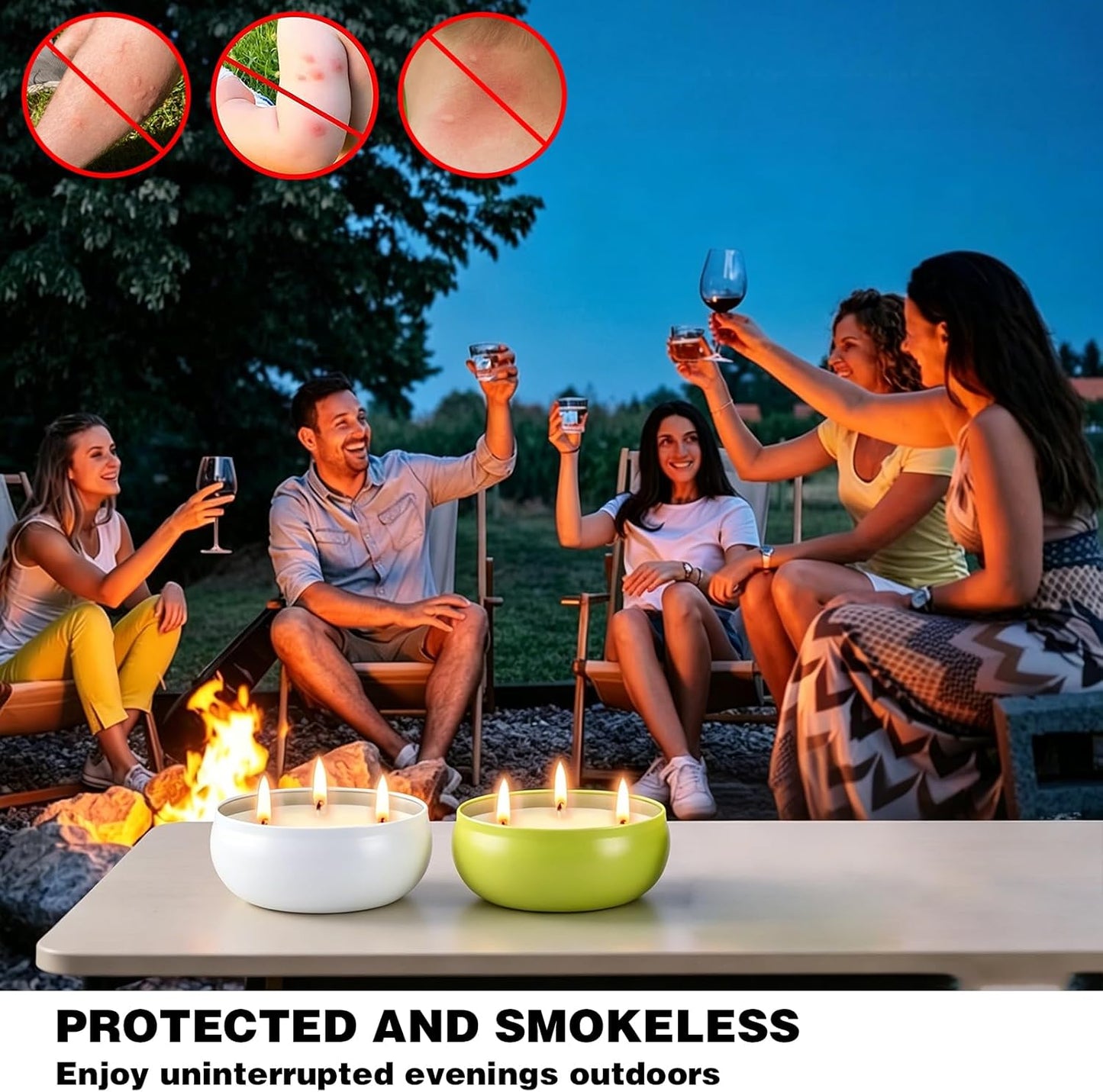 Citronella Candles Outdoor, Large Citronella Candle Set of 3, 12 oz 3 Wick Soy Candles with Natural Citronella Oil, 240 Hours Burn Time for Patio, Backyard, Deck, Garden, Camping, Summer Nights
