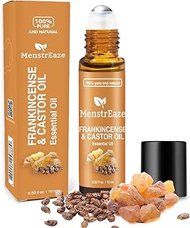 Castor Oil Roll On and Frankincense Essential Oil for Face, High Potency Eye Roller for Skin, 100% Pure Natural Moisturizer for Fine Lines & Dark Circles - 10ml Roller