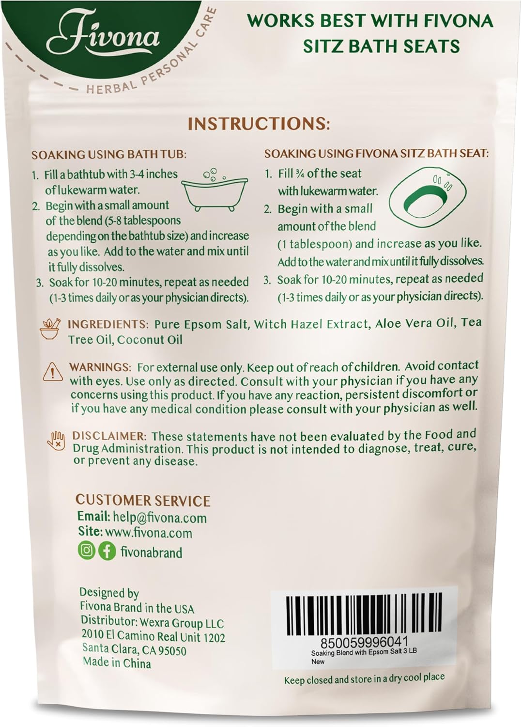 Sitz Bath Salts for Hemorrhoids Treatment - Soak Blend Epsom Salt with Natural Essential Oils, Soothing Perineal Soaking for Postpartum Care, Discomfort Relief, Fissures - Value Pack 3LB