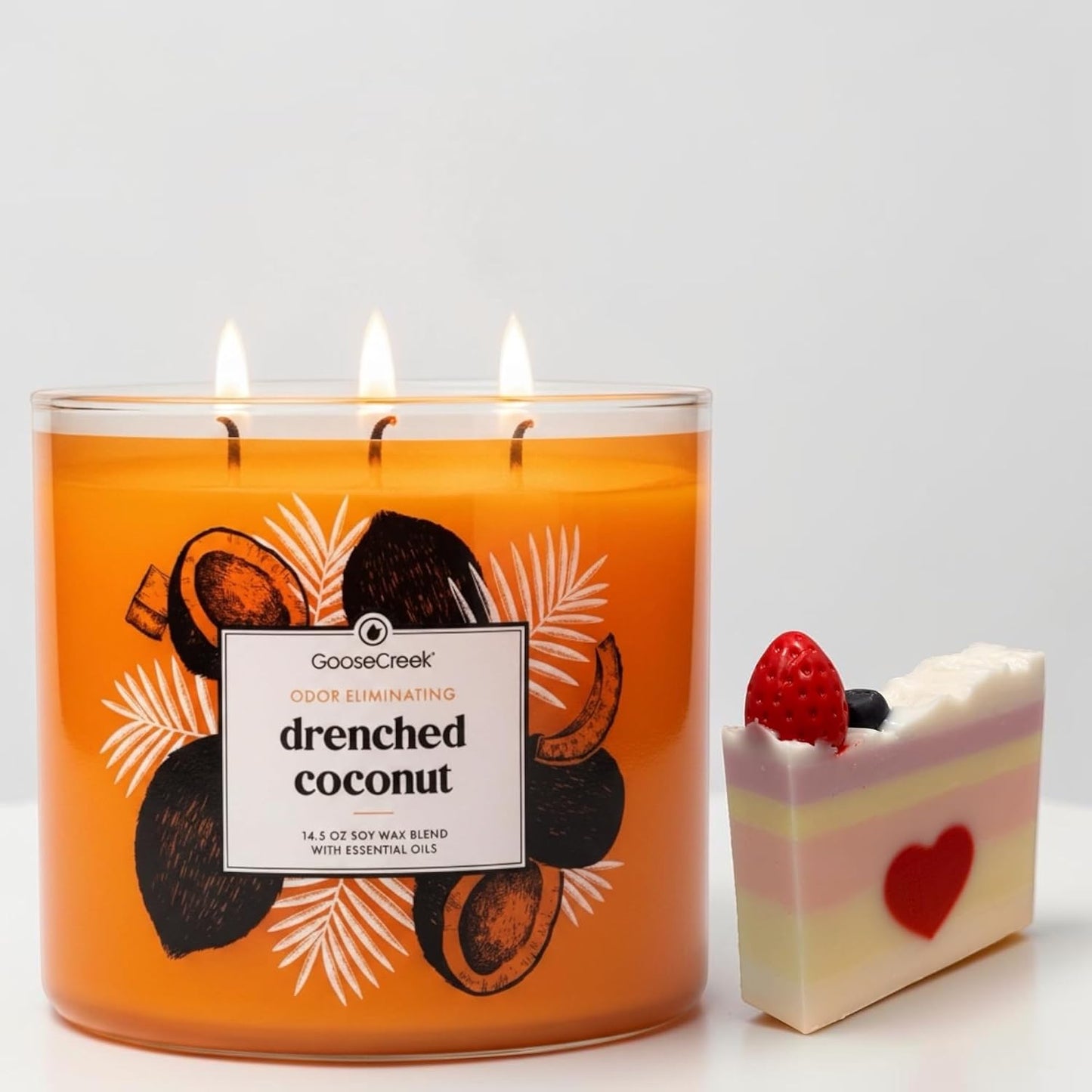 Drenched Coconut 3-Wick Candle, Odor Eliminating, 14.5 oz Soy Wax Blend with Essential Oils