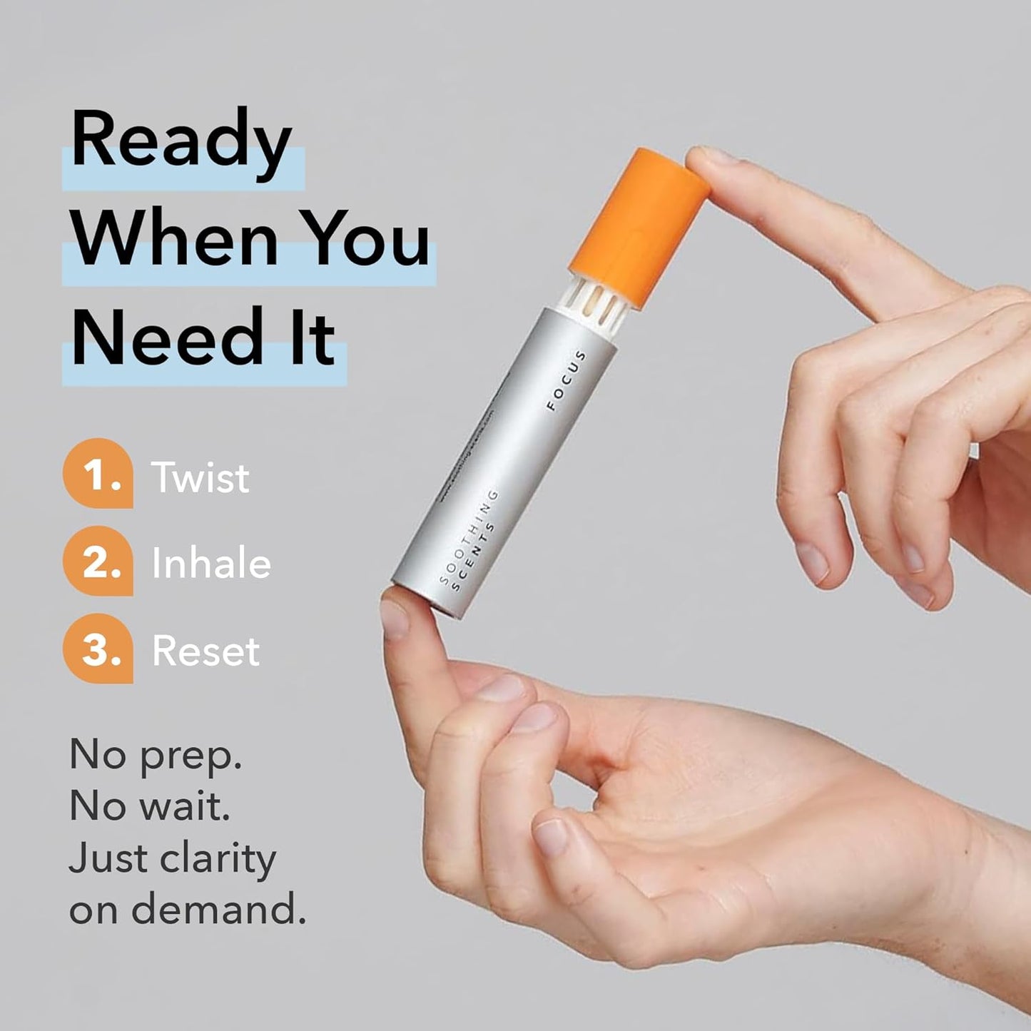 Focus Aromatic Inhaler for Energy & Concentration – Drug-Free Essential Oil Nasal Stick, Natural Vapor Inhalation for Study, Work, & Mental Clarity, 2.25 Milliliters