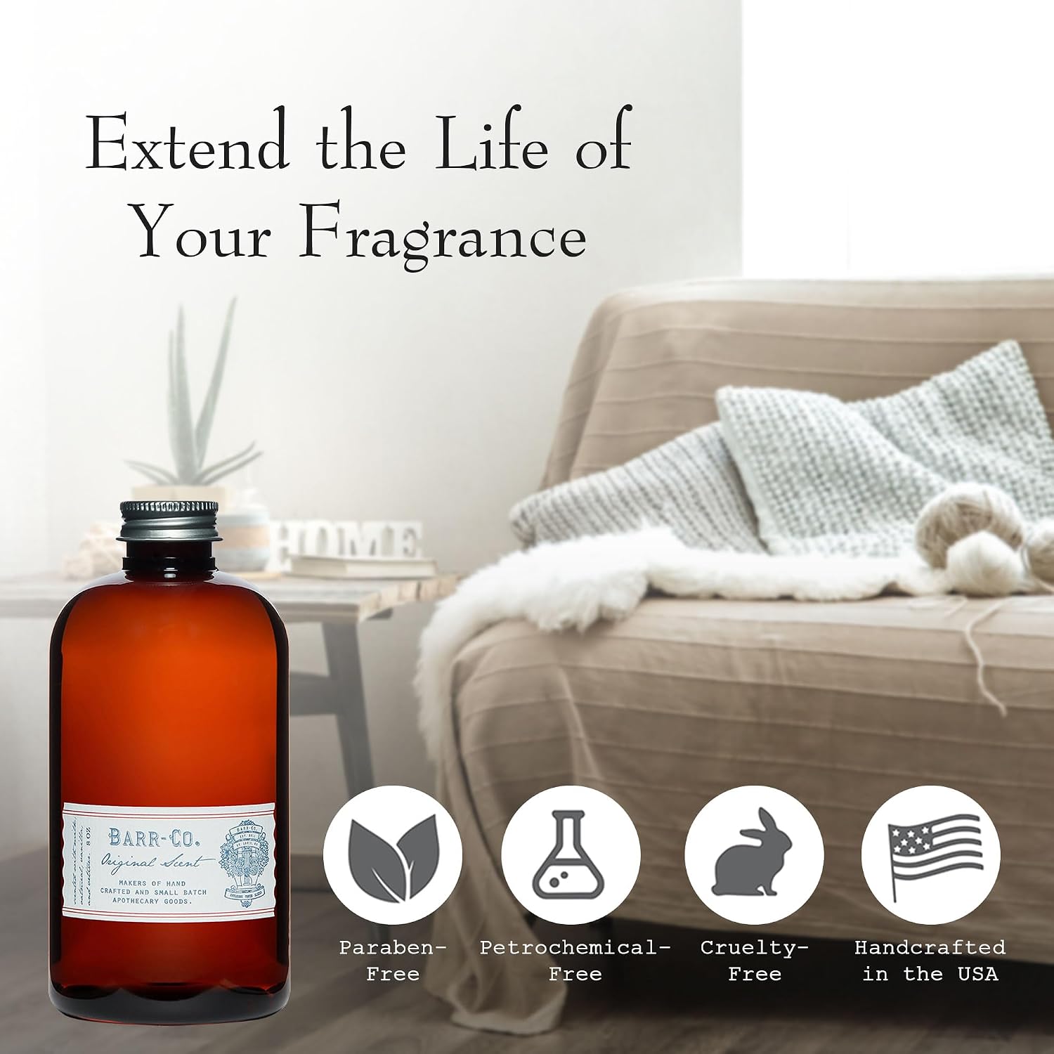 Barr Co. Original Scent Reed Diffuser Refill, A Dreamy Milk, Oat, Vetiver & Vanilla Aroma Scented Diffusers for Home, All-Natural Fragrance for Women & Men, 8 fl oz