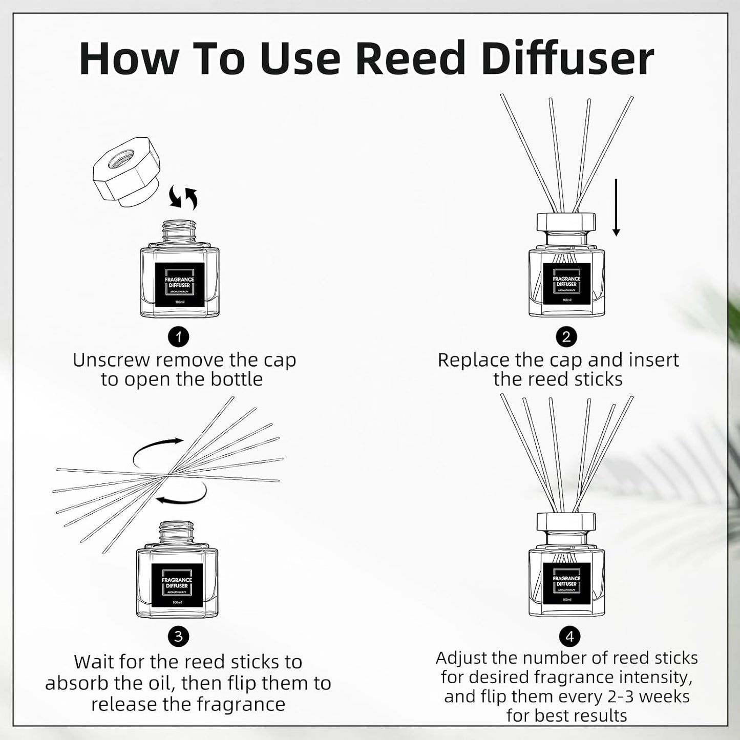 Reed Diffuser Set - 3.38 fl oz (100 ml) - Clean Linen Scent Diffuser with 5 Sticks - Long Lasting Home Fragrance - Air Freshener for Shelf Bathroom Decor Room Decor Aesthetic - Office Desk Accessories