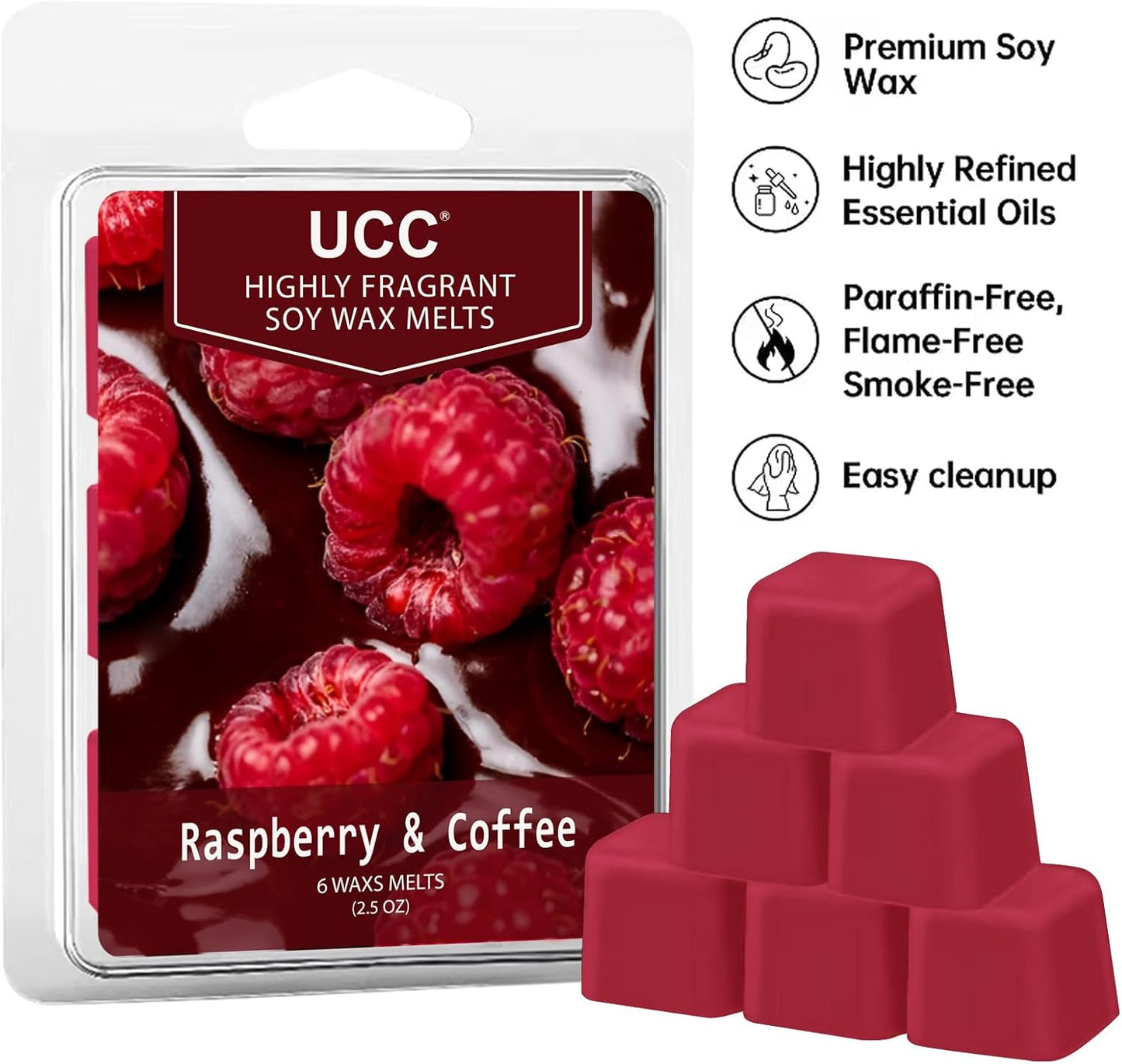 UCC Plant Based All Natural Wax Melts, Strong Fragrance, Long Lasting Premium Soy Scented Melts Cubes, Wax Melts Tarts, Colored Wax Melt - 4 Pack