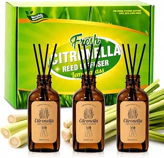STRN Citronella Reed Diffuser Set, Citronella Scent Oil Diffuser with 18 Sticks, 3 Packs 300ML(10.14fl.oz), Summer Air Fresheners, Refreshing Long-Lasting Fragrance for Living Room, Bedroom, Office