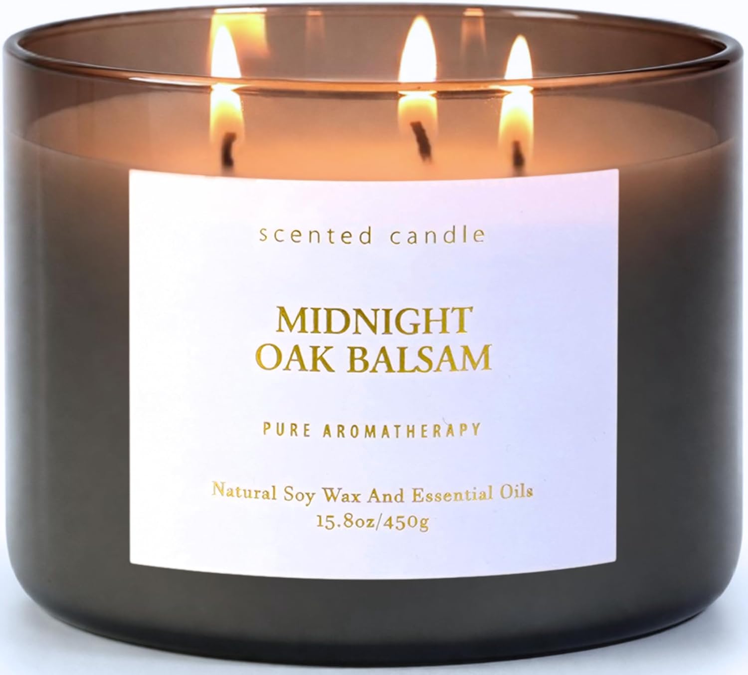 Midnight Oak Balsam 3-Wick Scented Candle | 15.8 oz Large Balsam Cedar Woodsy Soy Wax Candle for Home | Forest Calming Scented Candle | Clean Burning, Long Lasting | Candle Gift for Men & Women