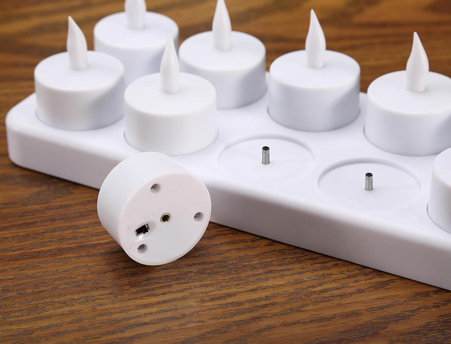 WoneNice Rechargeable Tea Lights Flickering Flameless Candles with Charging Base and AC Adapter, Romantic for Mother's Day Lantern Party Restaurants Weddings Christmas and Holiday Decoration