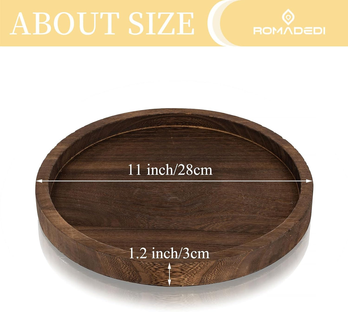 Romadedi Rustic Wood Decorative Candle Tray, 11 in