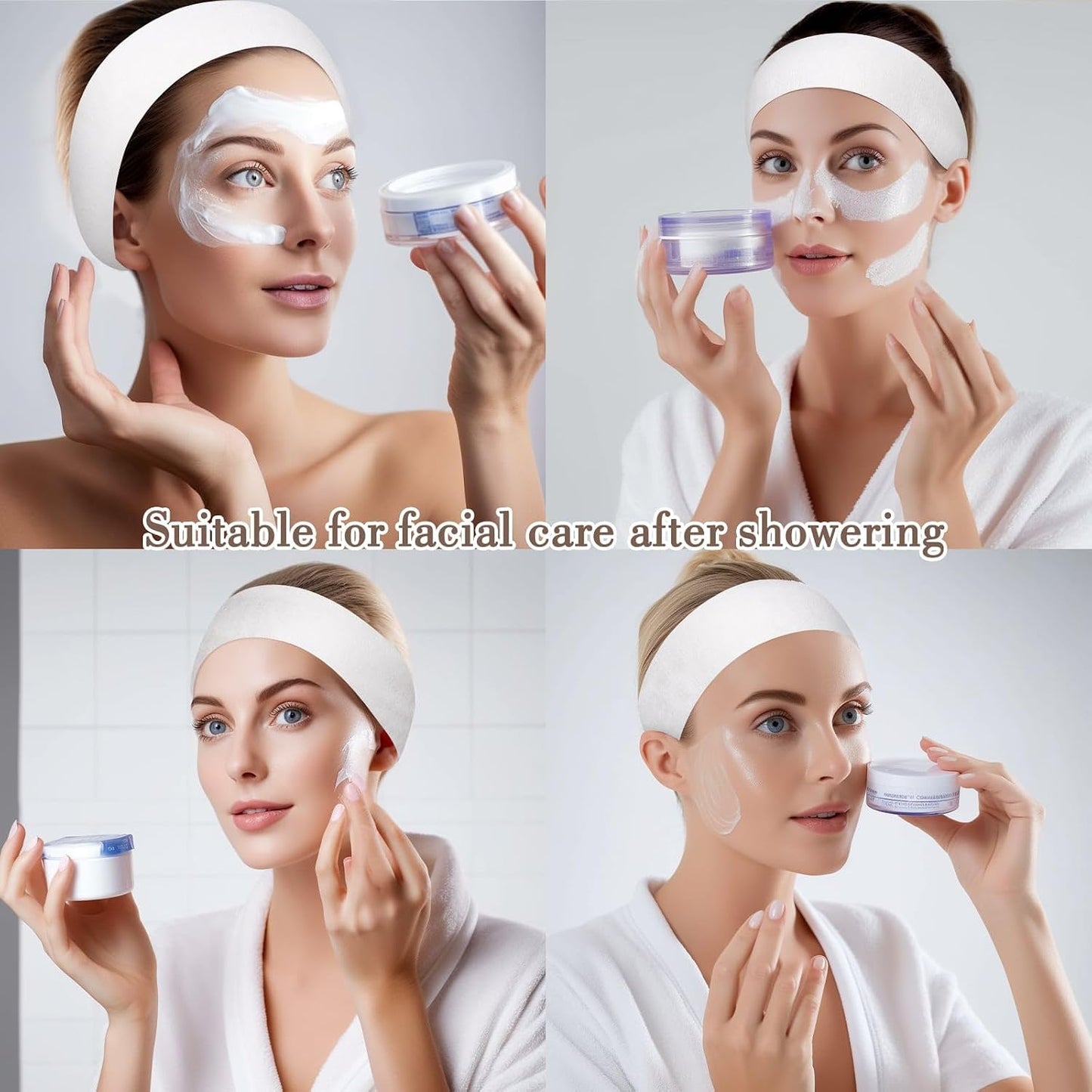 Sublaga 40 Pack Spa Headband for Women Disposable Skincare Headbands for Facials Esthetician Supplies Esthetician Headbands Stretch for Women's Hair (40 Pcs White)