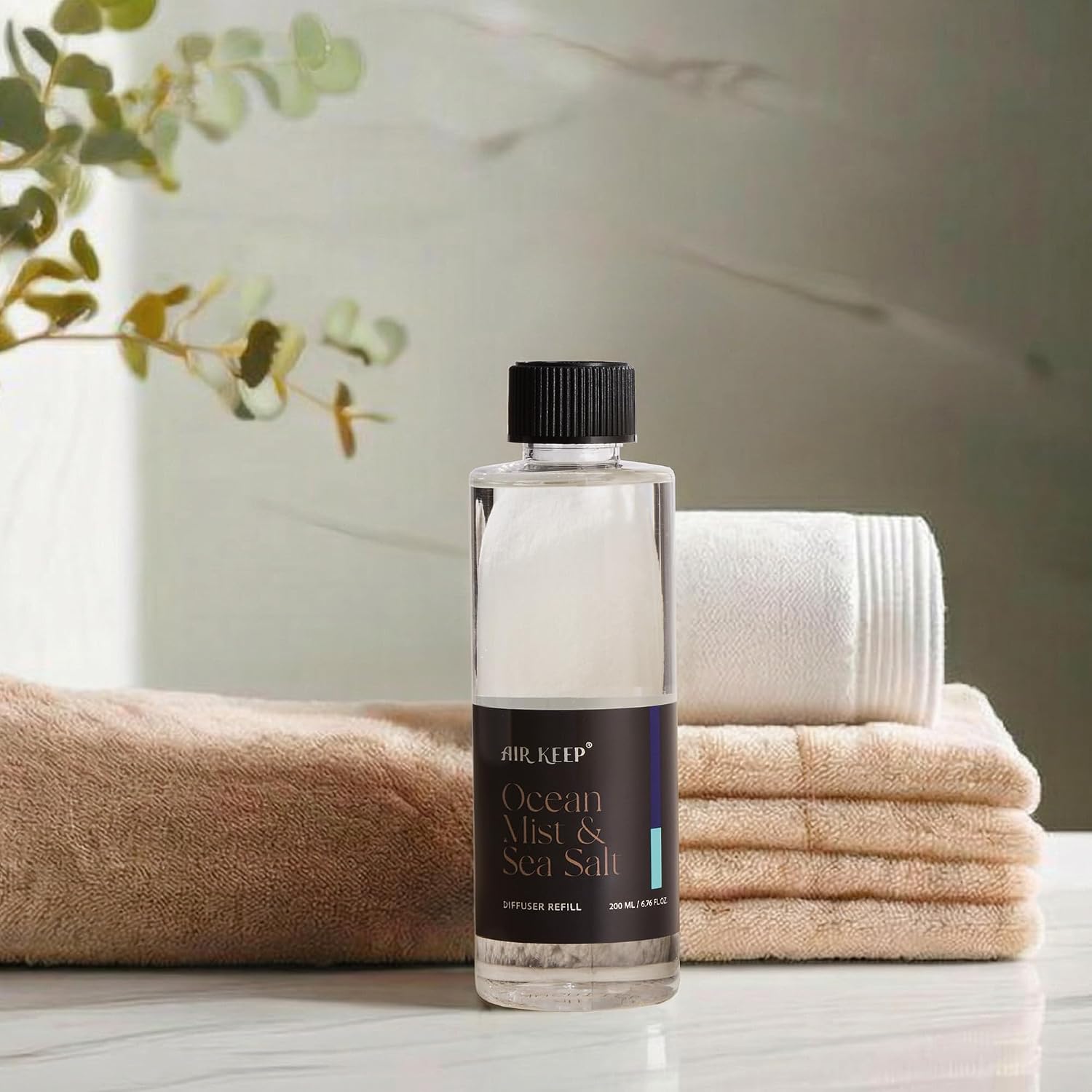Airkeep Ocean Mist&Sea Salt Reed Diffuser Refill – 6.76 fl oz – Premium Scented Oil for Home Aromatherapy – Long-Lasting Fragrance for Reed Diffusers – Perfect for Bathroom, Bedroom & Home Decor