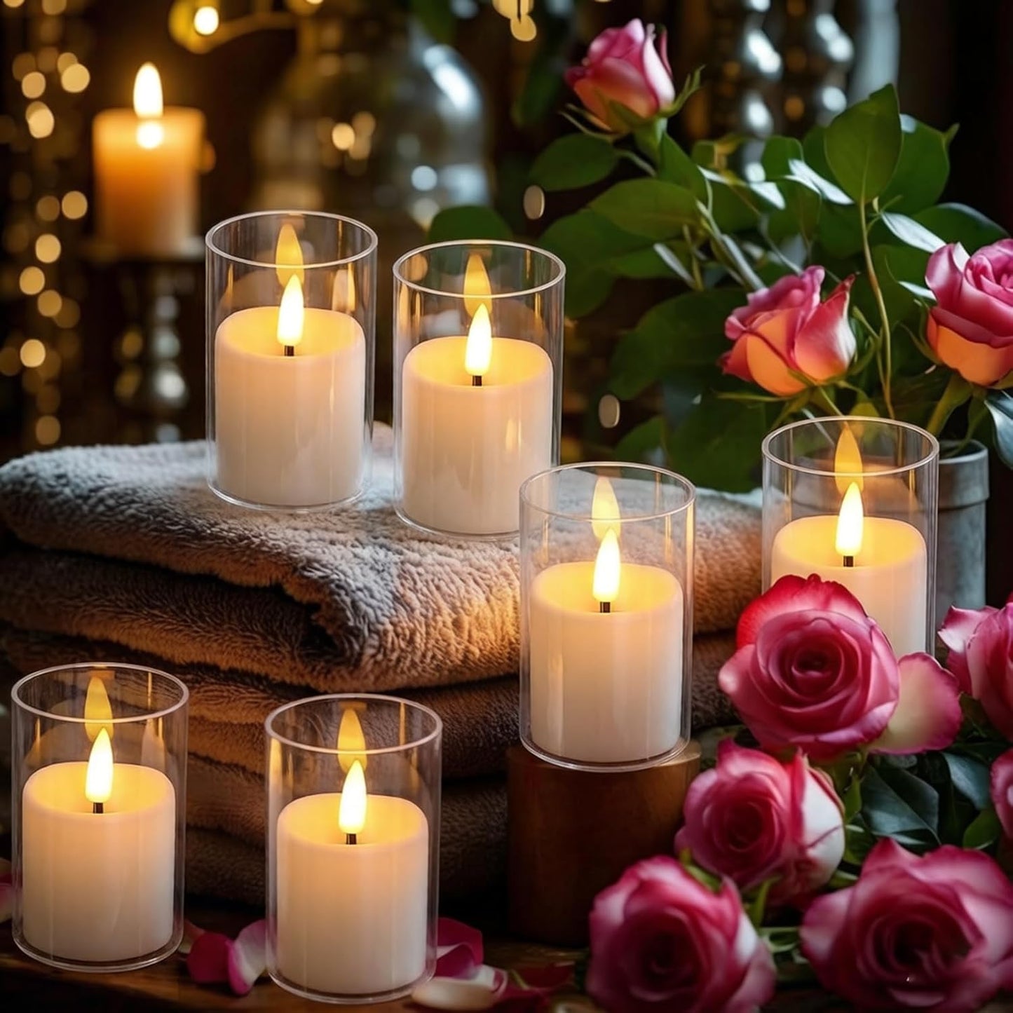 Flickering Flameless Candles, 6 Pack LED Tea Lights Candles with Remote and Timer, 300+ Hours Battery Operated Candles for Votive, 2“x 3” Small Fake Candles for Home Decor Wedding Table Decor