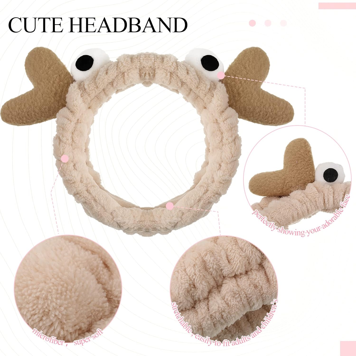 Jutom 6 Pcs Animal Headbands Bulk Cute Ear Skincare Headband for Women Lovely Hair Band for Washing Makeup Face Gift Elastic Cosmetic Head Wrap, 6 Styles