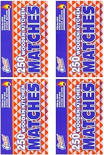 OCD BARGAIN, Wooden Kitchen Matches 250 with Strike On Box - for Candles, Kitchen, Camping, Out Door - 250 Per Pack (4)