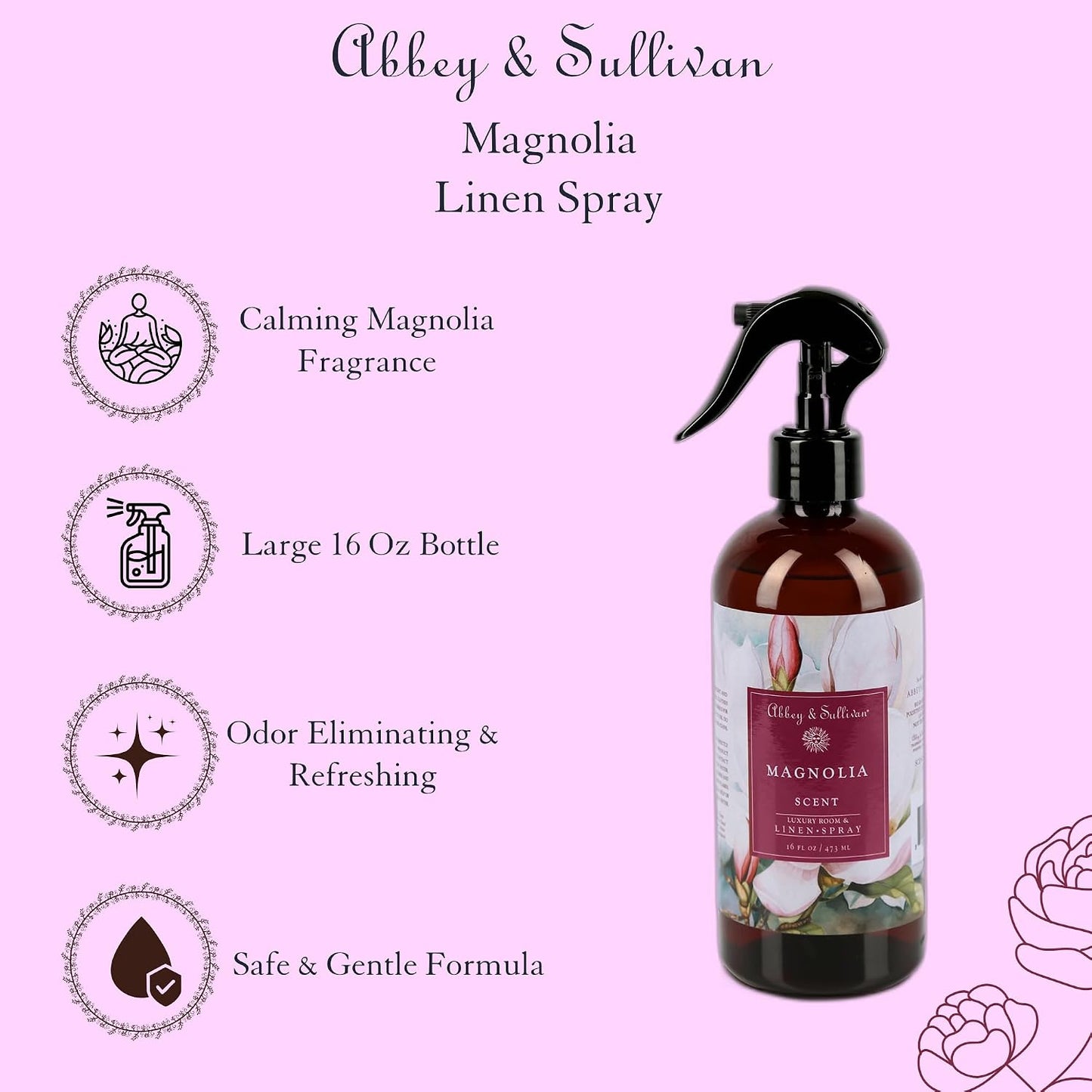 Abbey & Sullivan Linen Spray, Magnolia, 16 oz