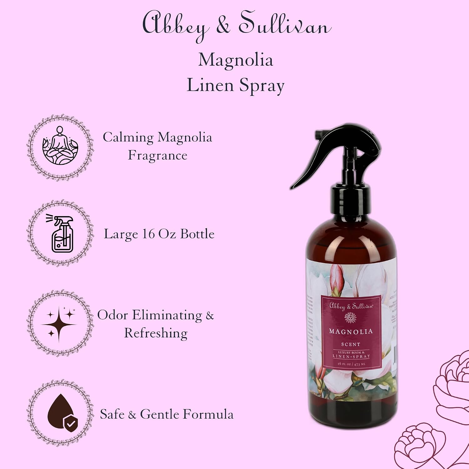 Abbey & Sullivan Linen Spray, Magnolia, 16 oz