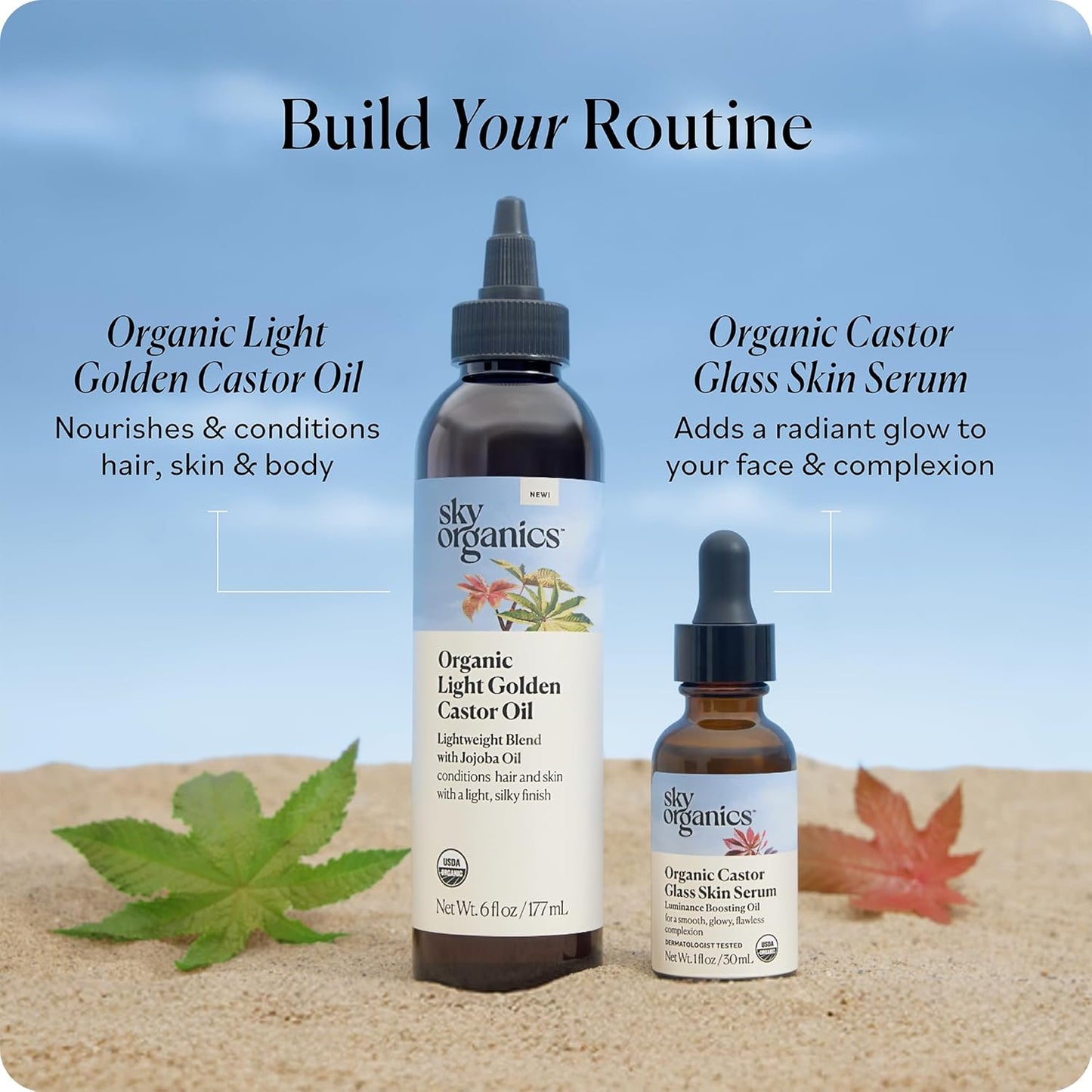 Sky Organics - Organic Light Golden Castor Oil (6 fl oz/177 mL) Conditions Hair, Skin, Brows, Scalp - Castor Oil Organic - Jojoba, Safflower Seed, Sweet Almond - Vegan, Cruelty Free, Beauty, Hair Care