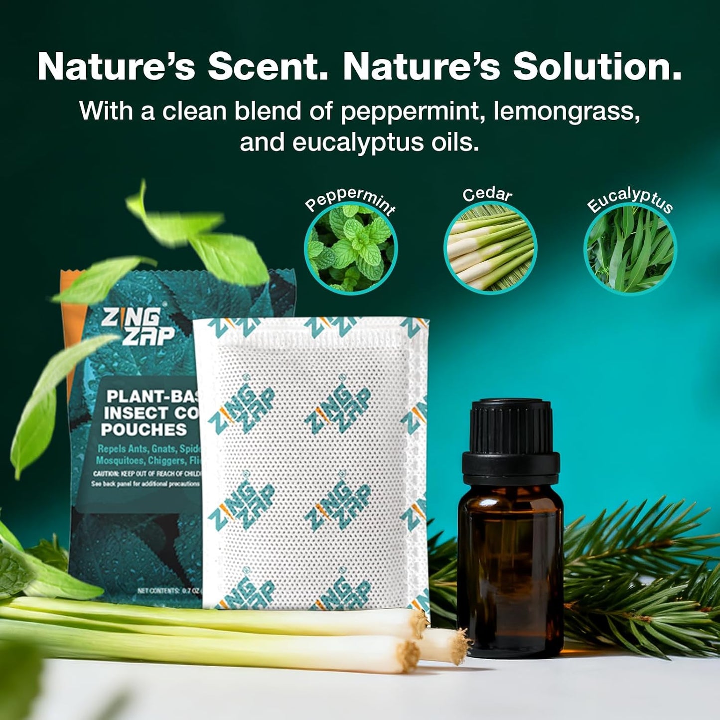 ZingZap Aromatic Sachets 16-Pack – Natural Insect Repellent with Peppermint, Cedar & Lemongrass, Long-Lasting Protection Against Moths, Mosquitoes, Spiders, Roaches – Safe for Children & Pets