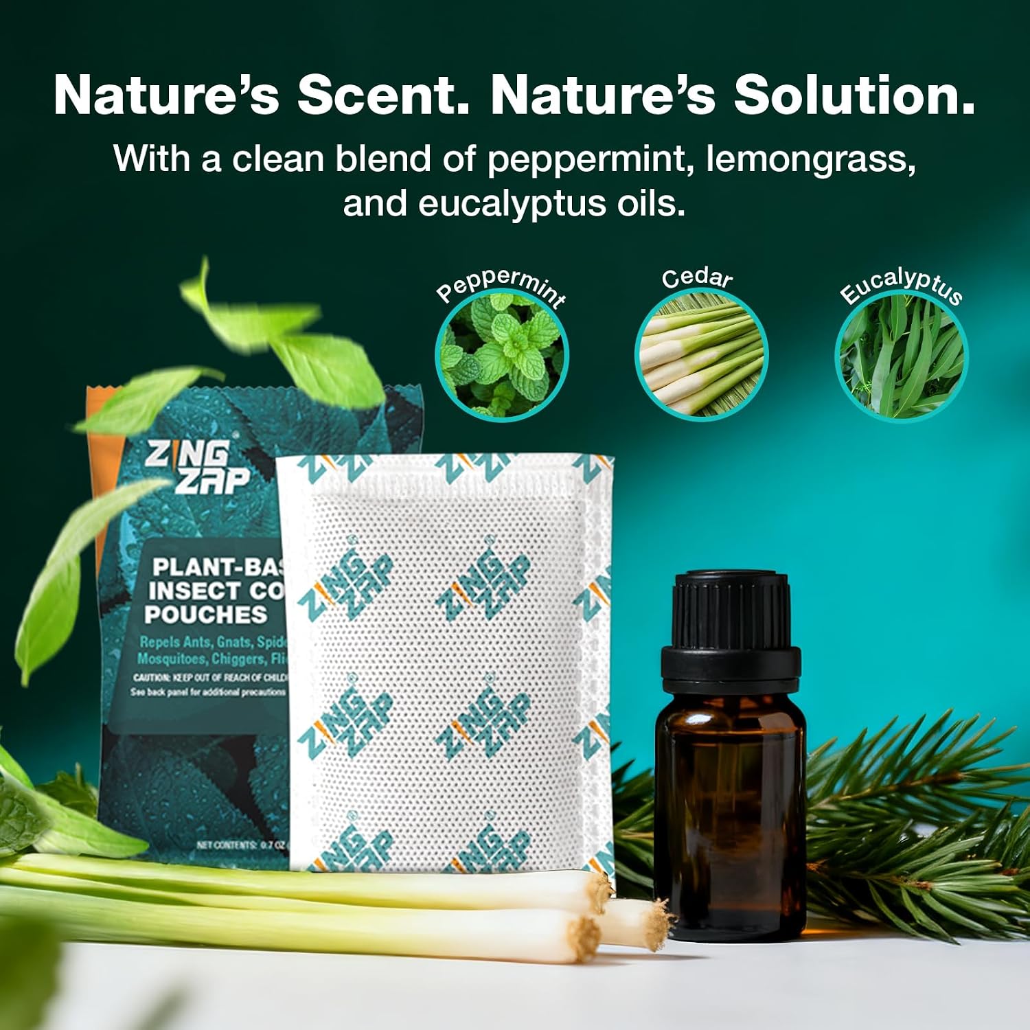 ZingZap Aromatic Sachets 16-Pack – Natural Insect Repellent with Peppermint, Cedar & Lemongrass, Long-Lasting Protection Against Moths, Mosquitoes, Spiders, Roaches – Safe for Children & Pets