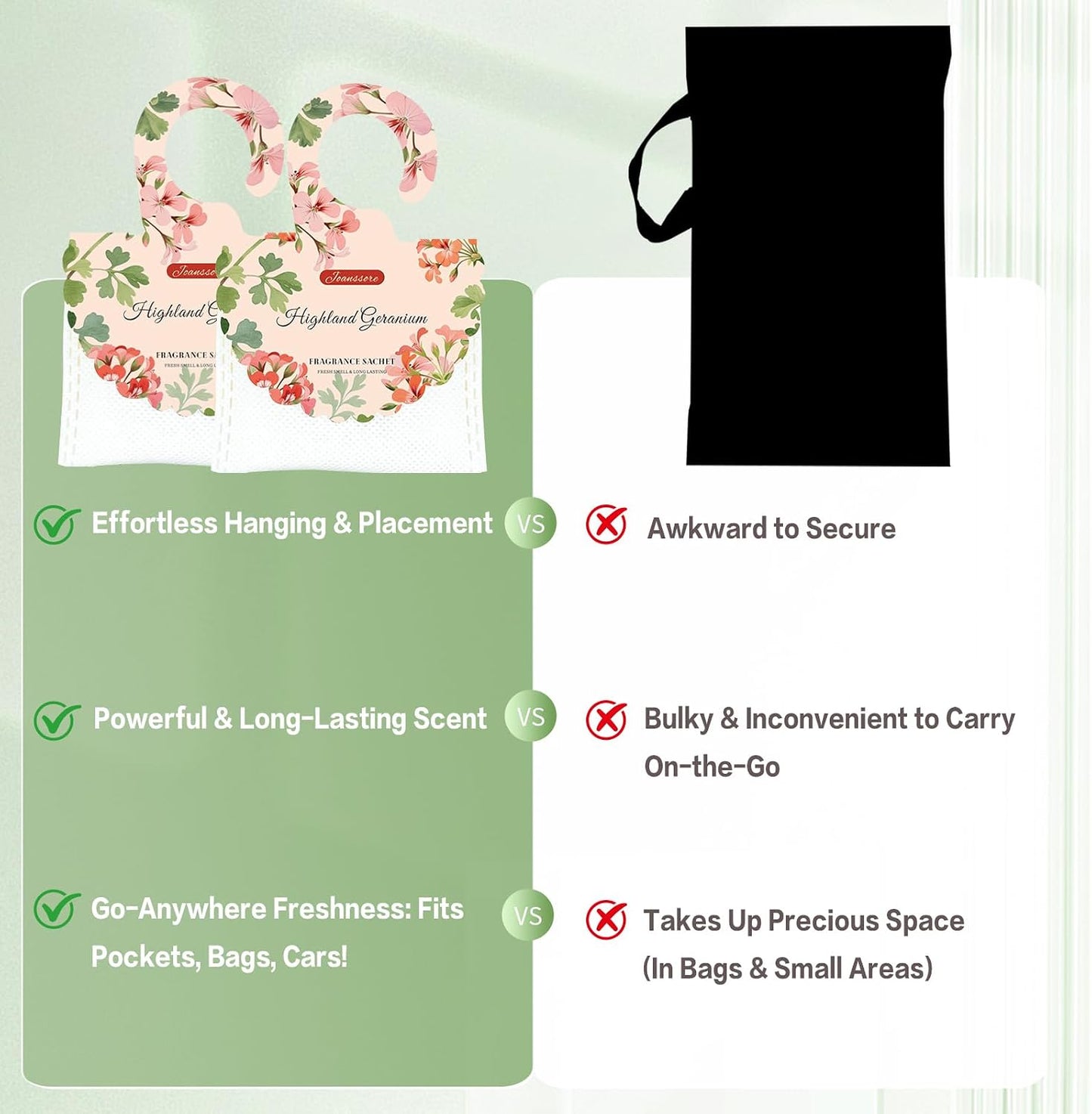 15 Packs Scented Sachets Bag for Drawers and Closets, Home Fragrance Sachet, Long-Lasting Hanging Closet Deodorizer Smell Goods for House (Highland Geranium)