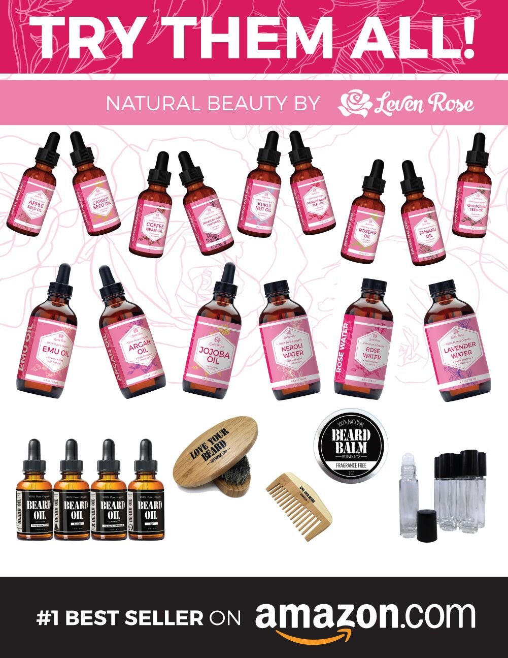 Leven Rose Sea Buckthorn Seed Oil 100% Pure Organic Unrefined Cold Pressed for Hair Skin and Nails - 1 oz