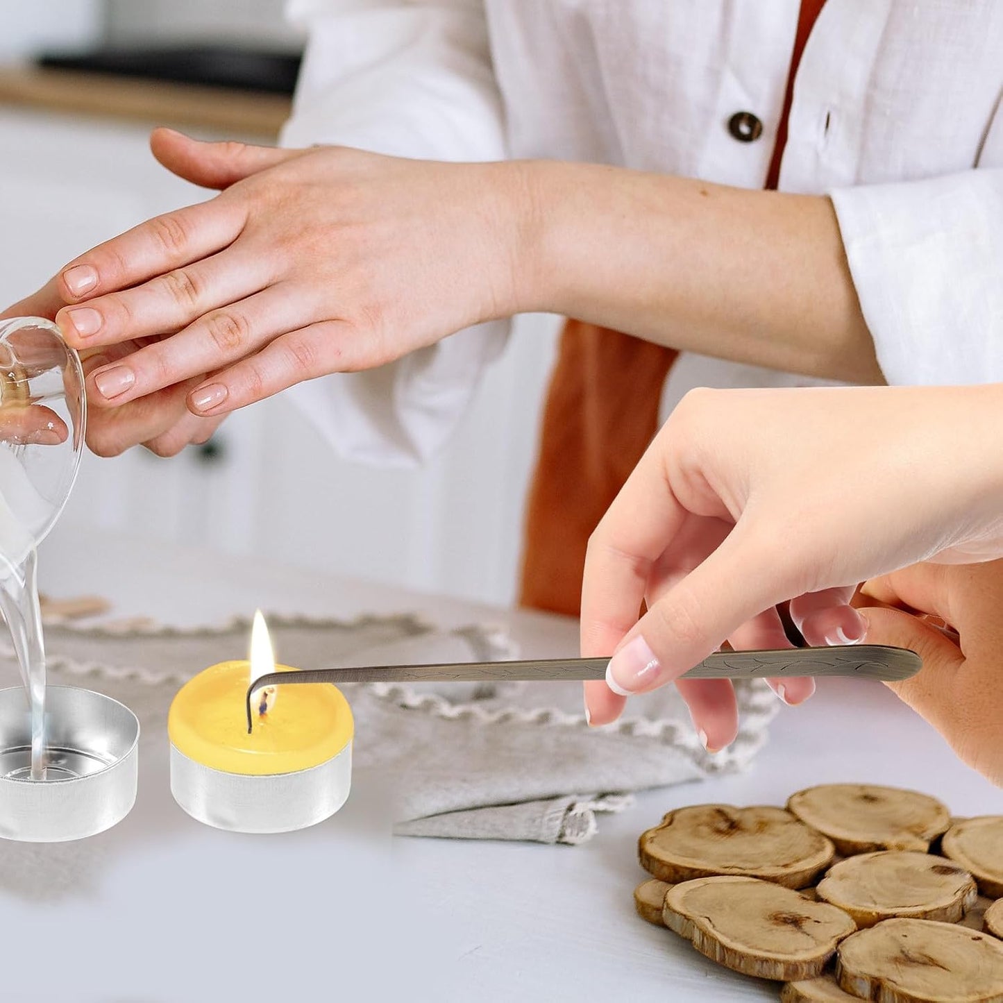 LALAFINA Stainless Steel Candle Wick Snuffer and Dipper Tool Set Lightweight and Easy to Clean Candle Care Accessory for Home and Aromatherapy Use
