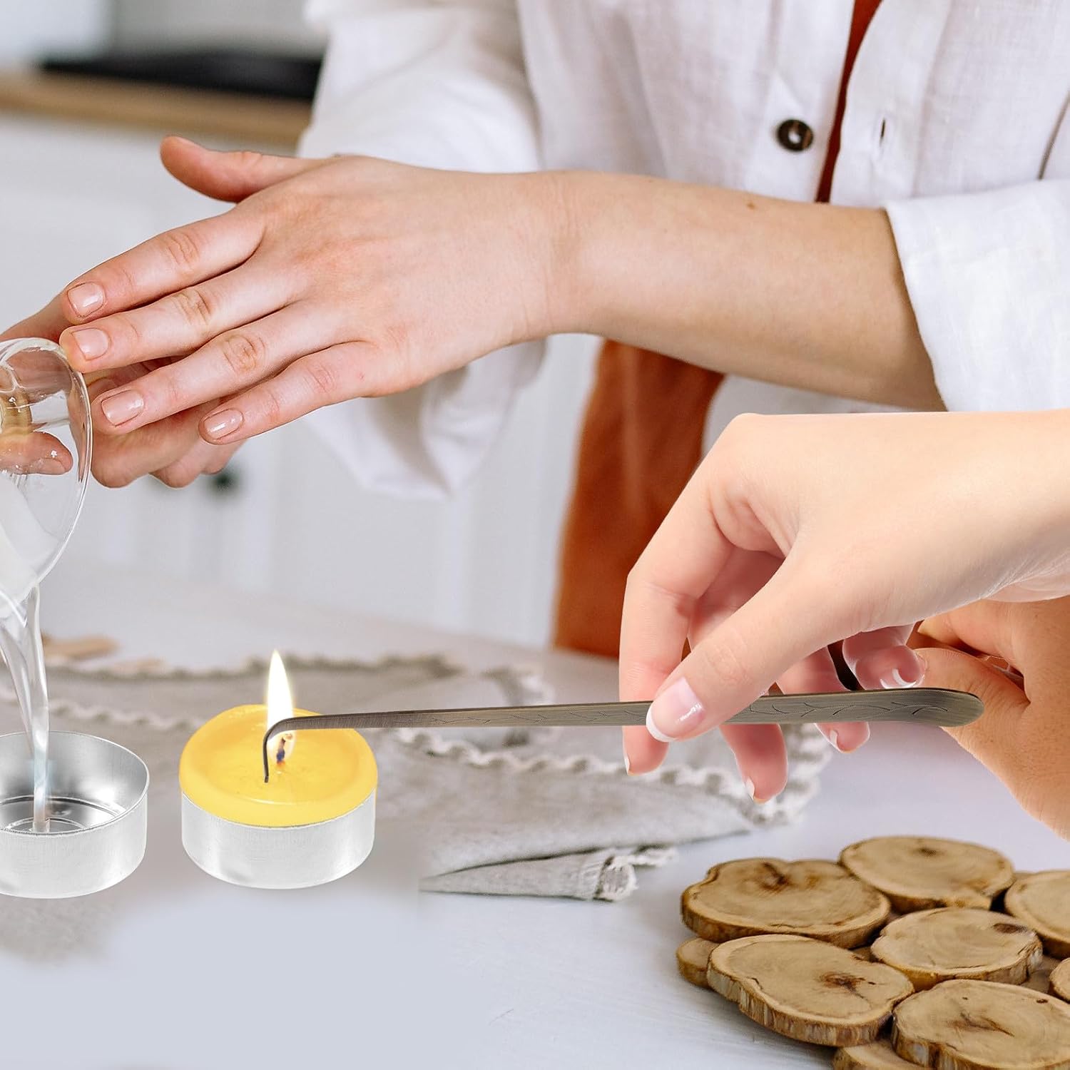 LALAFINA Stainless Steel Candle Wick Snuffer and Dipper Tool Set Lightweight and Easy to Clean Candle Care Accessory for Home and Aromatherapy Use