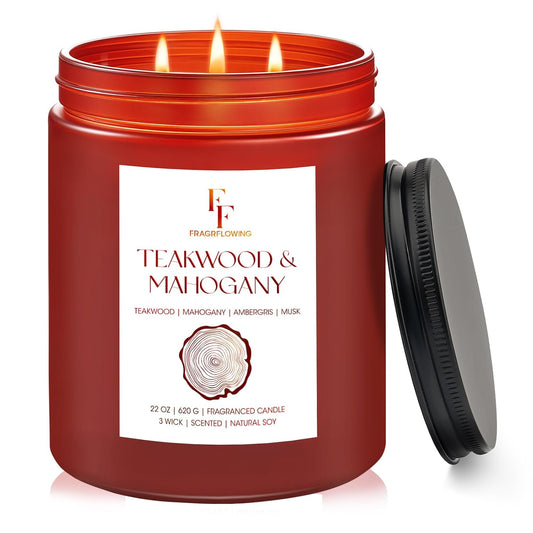 Teakwood & Mahogany Large Christmas Scented Candle