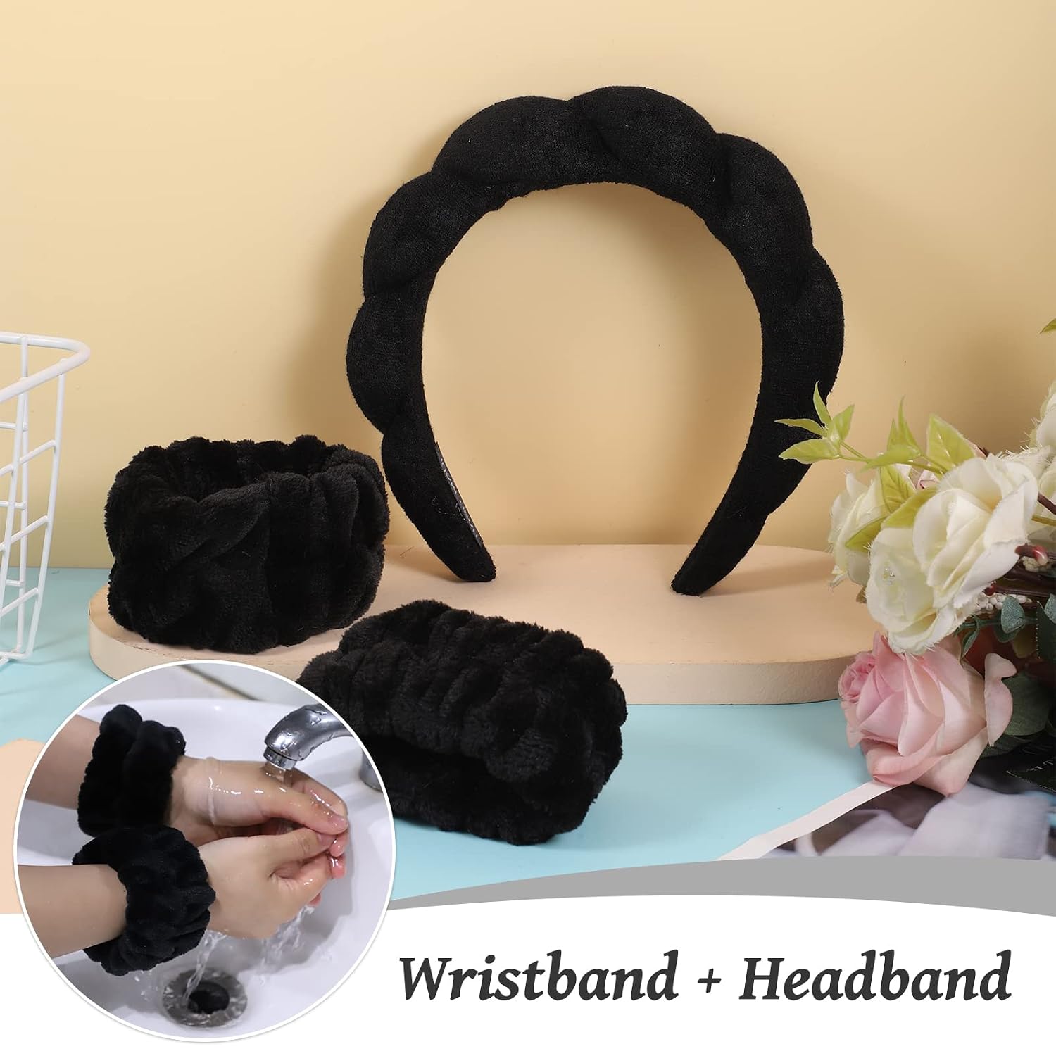 WSICSE Spa Headband for Washing Face, Skincare Headbands Puffy Padded Keep Hair Dry Skincare Essential Gift for Mom Wife
