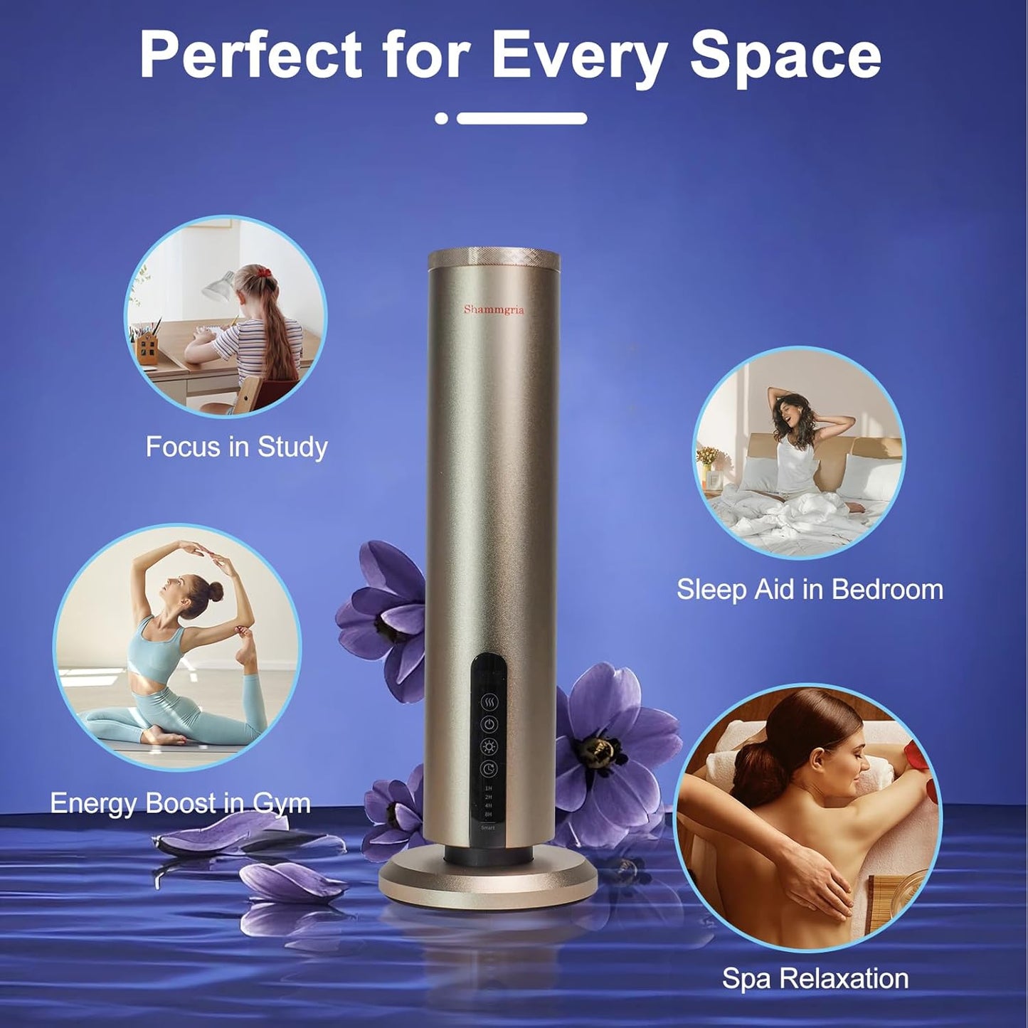 Waterless Hotel Scent Diffuser Waterless Essential Oil Aromatherapy Diffuser with Timer, 1500 Sq Ft Coverage Fit for Home, Office, Large Space, Bedroom & Spa-Champagne