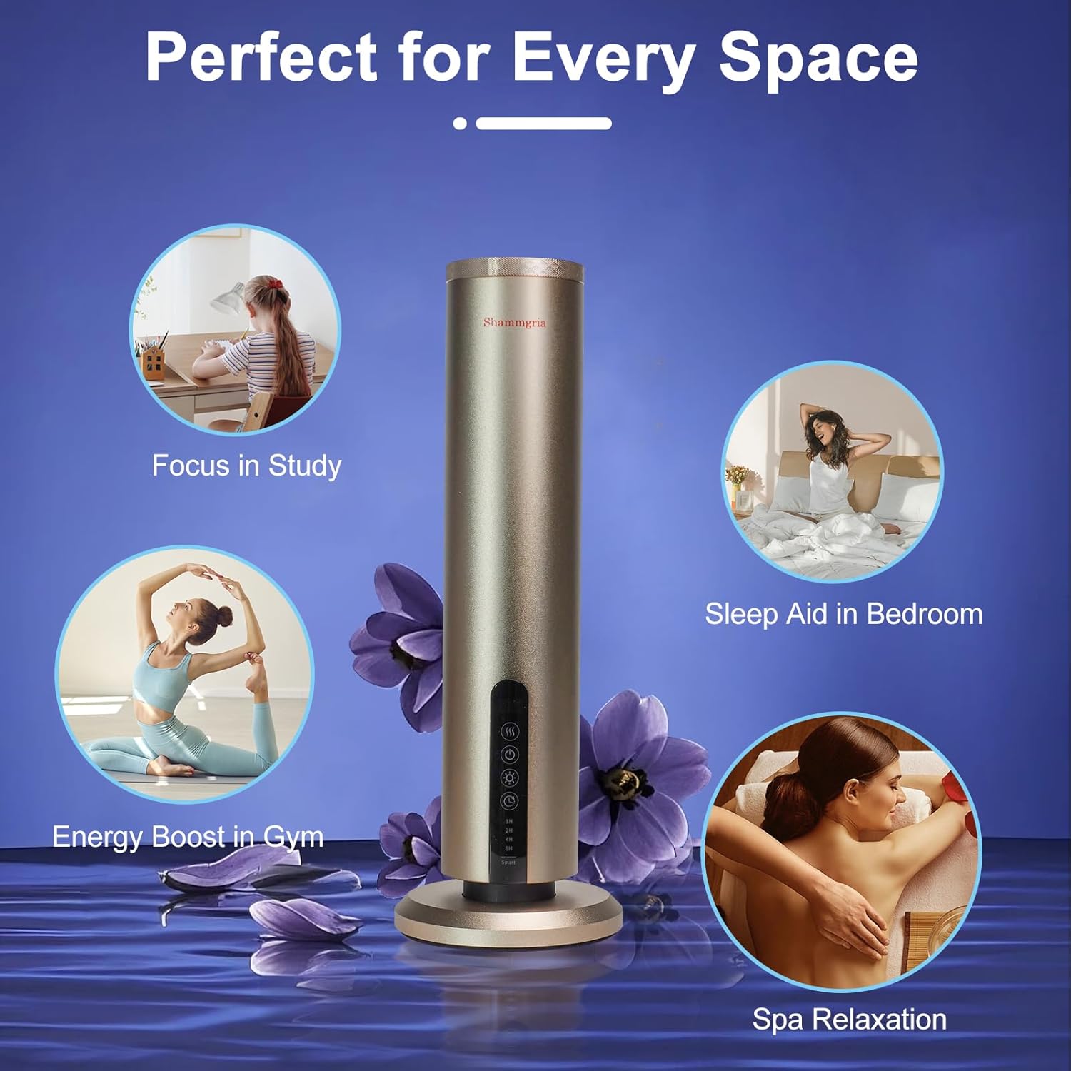 Waterless Hotel Scent Diffuser Waterless Essential Oil Aromatherapy Diffuser with Timer, 1500 Sq Ft Coverage Fit for Home, Office, Large Space, Bedroom & Spa-Champagne