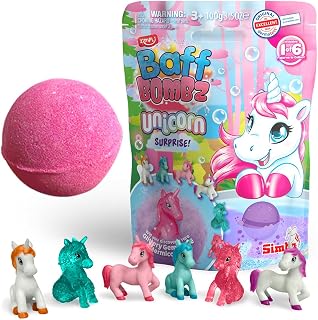 Zimpli Kids Large Unicorn Surprise Bath Bomb, 1 of 6 Surprise Unicorn Toys to Collect, One per Baff Bomb, Children's Collectable Bath Toy