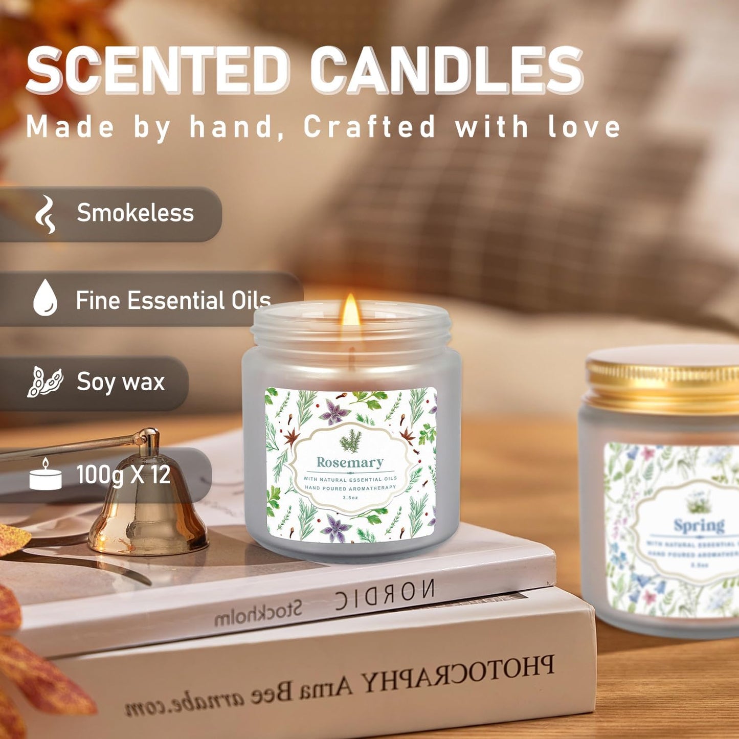 YOROXRG 12 Pack Scented Candles with Added Natural Essential Oils, 3.05oz, Suitable for Various Festivals, Parties, Yoga, and Home Scene