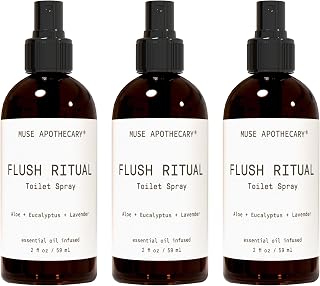 Muse Apothecary Flush Ritual - Aromatic & Refreshing Toilet Spray, Use Before You Go, 2 oz, Infused with Natural Essential Oils - Aloe + Eucalyptus + Lavender, Pack of 3