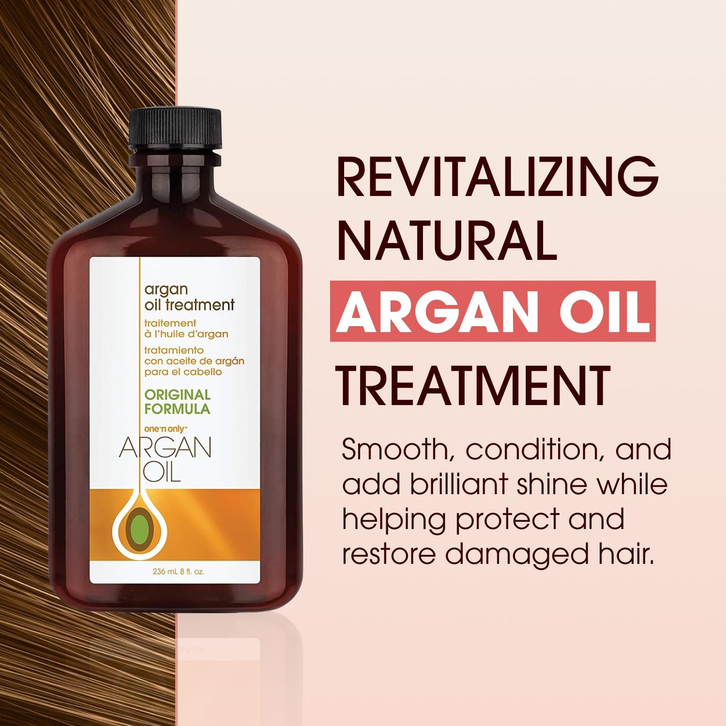 One 'N Only Argan Oil Hair Treatment - Lightweight & Hydrating Hair Oil for Natural, Wigs & Extensions - Shine Enhancing, Heat Protectant & Frizz Control (8 oz)