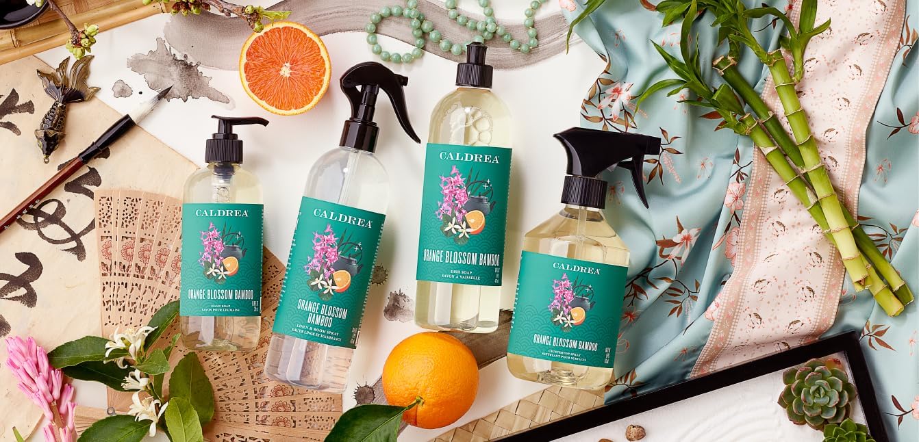 Caldrea Linen and Room Spray Air Freshener, Made with Orange Peel and Ylang Ylang flower Essential Oils, Plant-Derived and Other Thoughtfully Chosen Ingredients, Orange Blossom Bamboo scent,16 oz