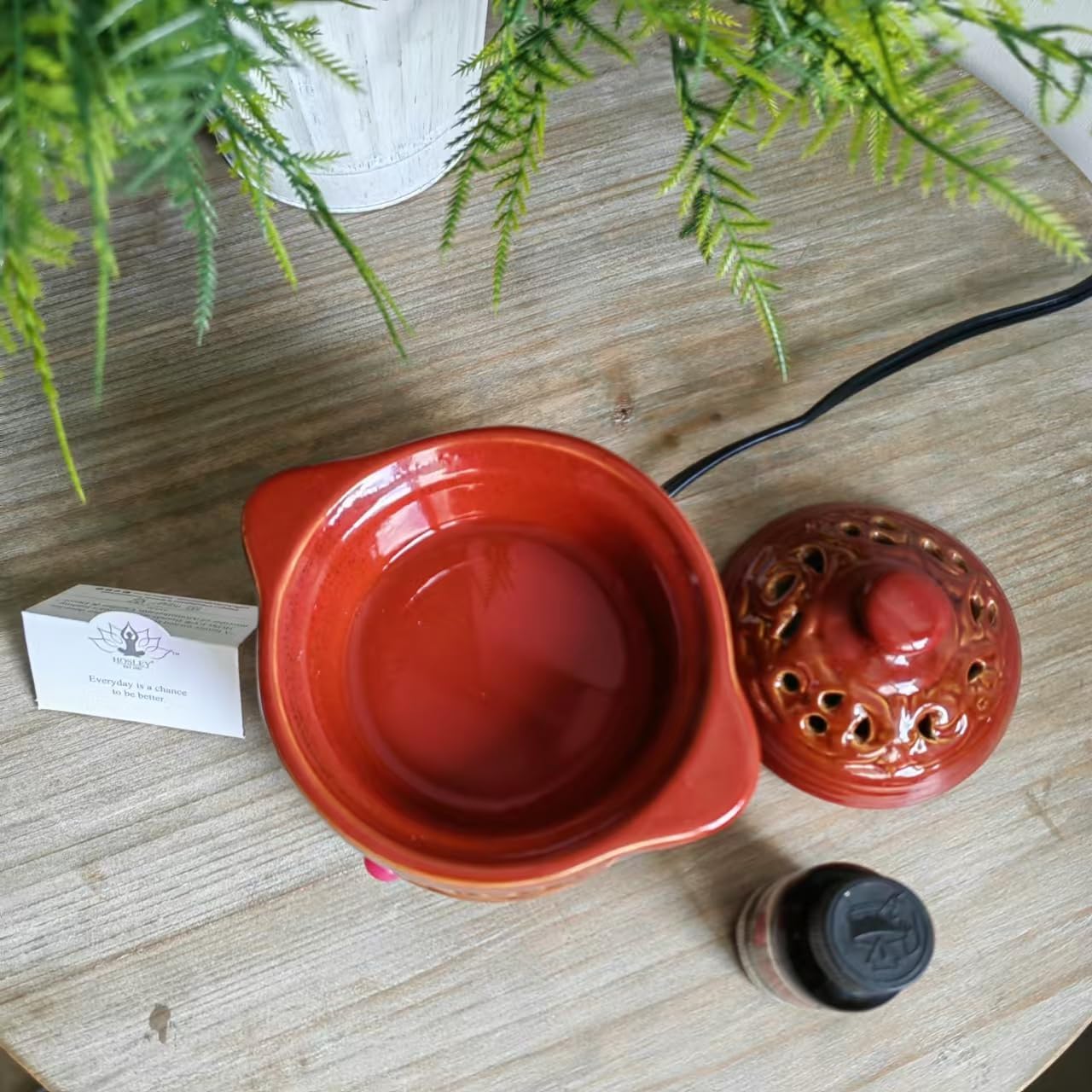 Hosley Red Electric Potpourri Warmer 5.5" High. Ideal Gift for Wedding, Special Occasions, Spa, Aromatherapy, Reiki, Meditation Settings and Home Office. O3