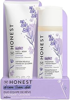 The Honest Company 2-in-1 Cleansing Shampoo and Body Wash Face Lotion Bundle, Gentle for Baby, Naturally Derived, Lavender Calm, 18.5 fl oz