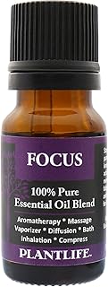 Plantlife Focus Aromatherapy Essential Oil Blend - Straight from The Plant 100% Pure Therapeutic Grade - No Additives or Fillers - Made in California 10 ml