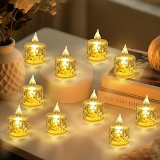 24pcs Flameless Candle Battery Operatted, Led Crystal Candle Lights, 100+Hours Fake Electeic Tealight Candles for Votive Valentines Anniversary Wedding Christmas Table Decorations