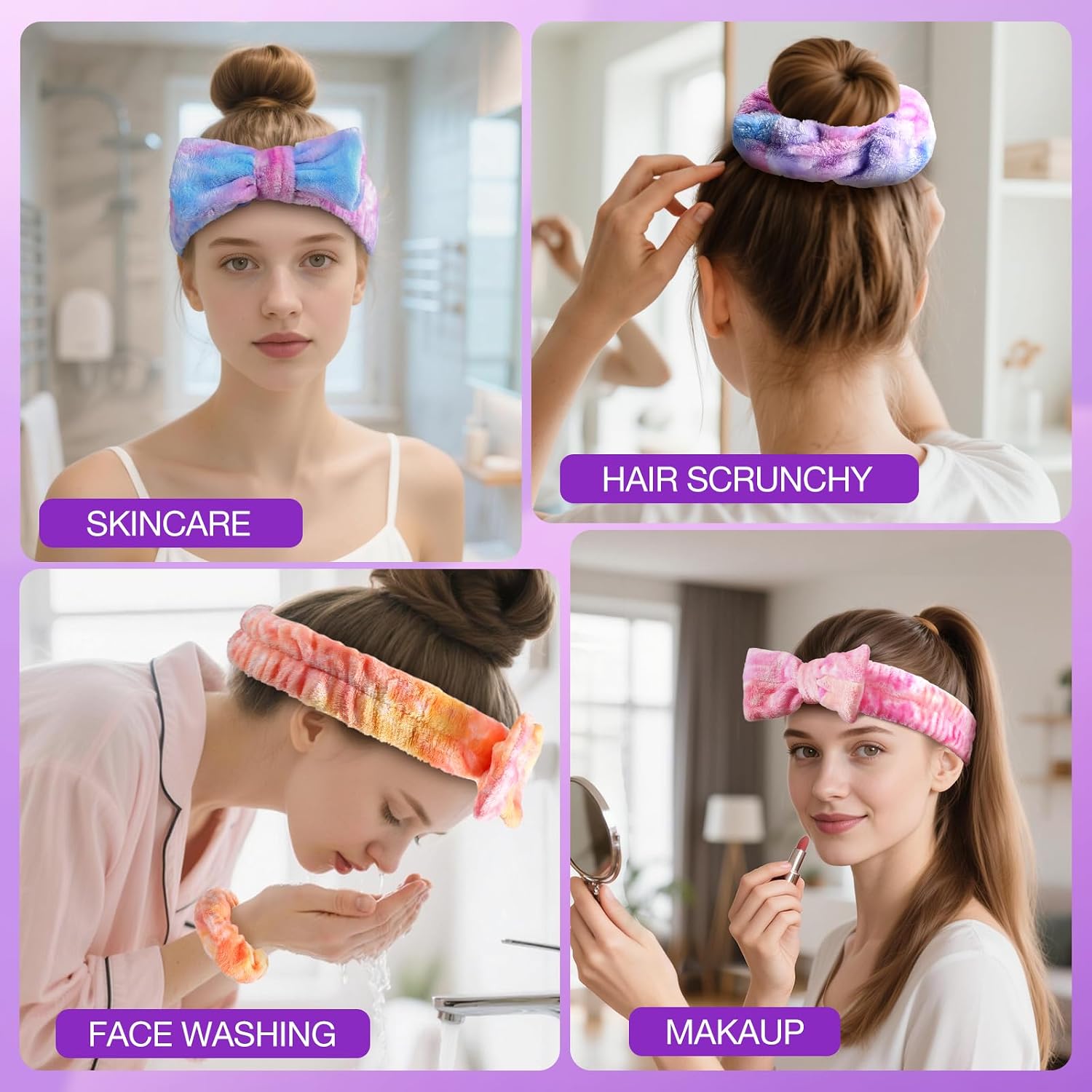 YGQQOY Stocking Stuffer for Teen Girls, Spa Headband With Hair Scrunchies for Skin Care, Headbands for Washing Face,Makeup Headband