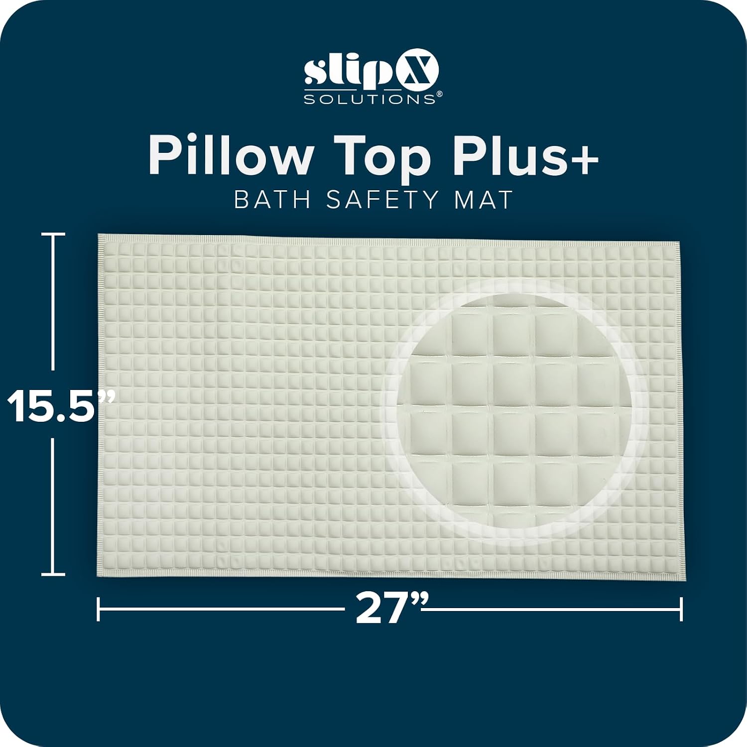 SlipX Solutions Pillow Top Cushioned Bath Mat, Non Slip Comfort Underfoot, 700 Air-Filled Pillows, Soft Shower Mat, Strong Suction Cups, Cream, 27" x 15.5"