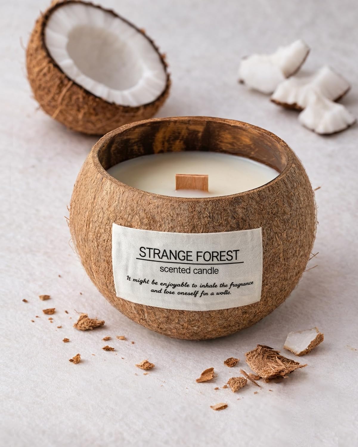 Gardenia Bloom Coconut Shell Scented Candle, Natural Soy Wax Wooden Wick Candle, Handmade Non Toxic Aromatherapy Candle Gifts for Women, 50 Hour Long Lasting Decorative Candles for Home Scented