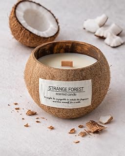 Gardenia Bloom Coconut Shell Scented Candle, Natural Soy Wax Wooden Wick Candle, Handmade Non Toxic Aromatherapy Candle Gifts for Women, 50 Hour Long Lasting Decorative Candles for Home Scented