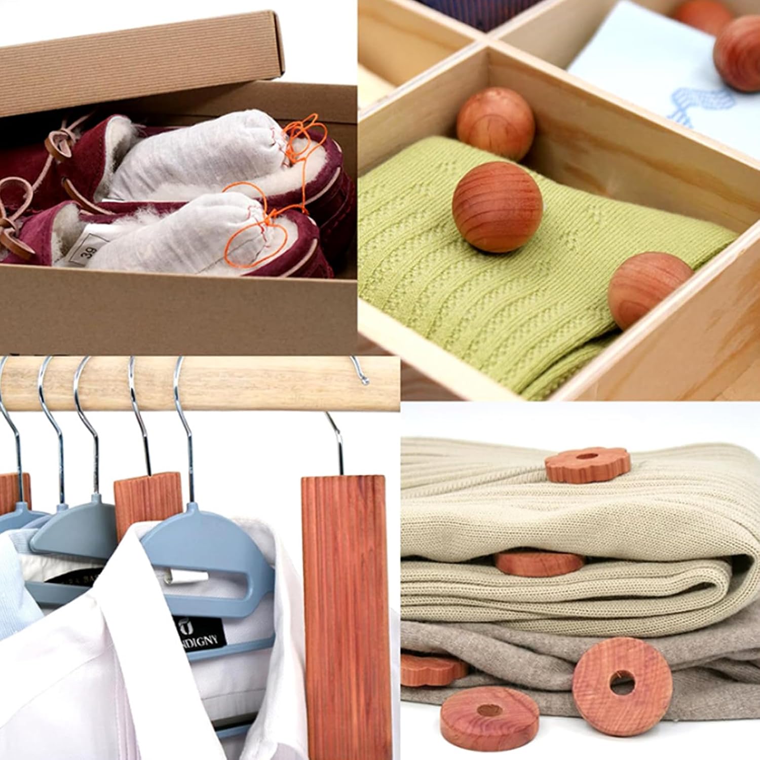 26 Cedar Blocks for Clothes Storage, Cedar Chips for Clothes Storage, Aromatic Hangers, Scented Sachets, Closet Freshener for Home Hotel Closets, Drawers