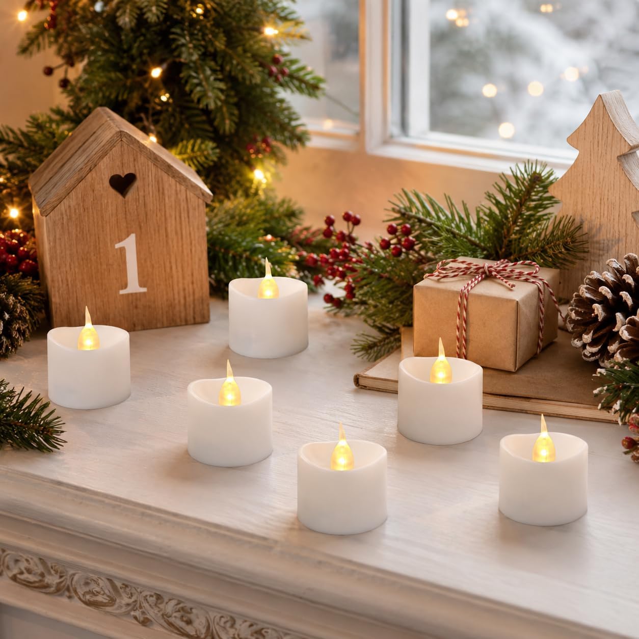 24 Pack LED Tea Lights with Remote Control, Flameless Battery Operated Tealight Candles, Warm White Flickering, Long Lasting for Home Decor, Wedding, Halloween, Christmas, Party (Batteries Included)
