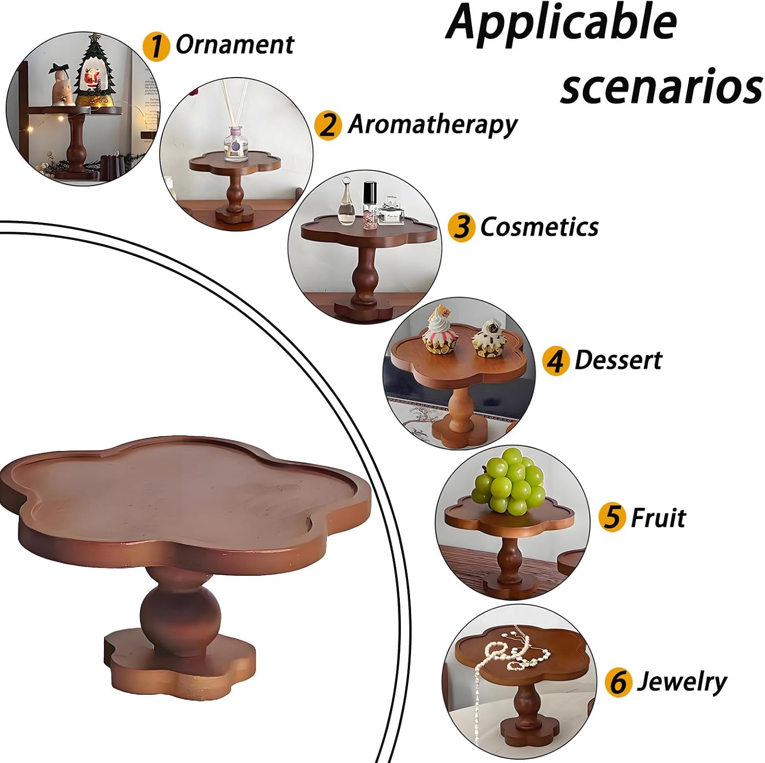 Wood Cloud Candles Perfume Tray Irregular Jewelry Decorative Tray for Women Trinket Dish Ring Holder Dish Room Aesthetic Decor Birthday Housewarming Gift (Short)