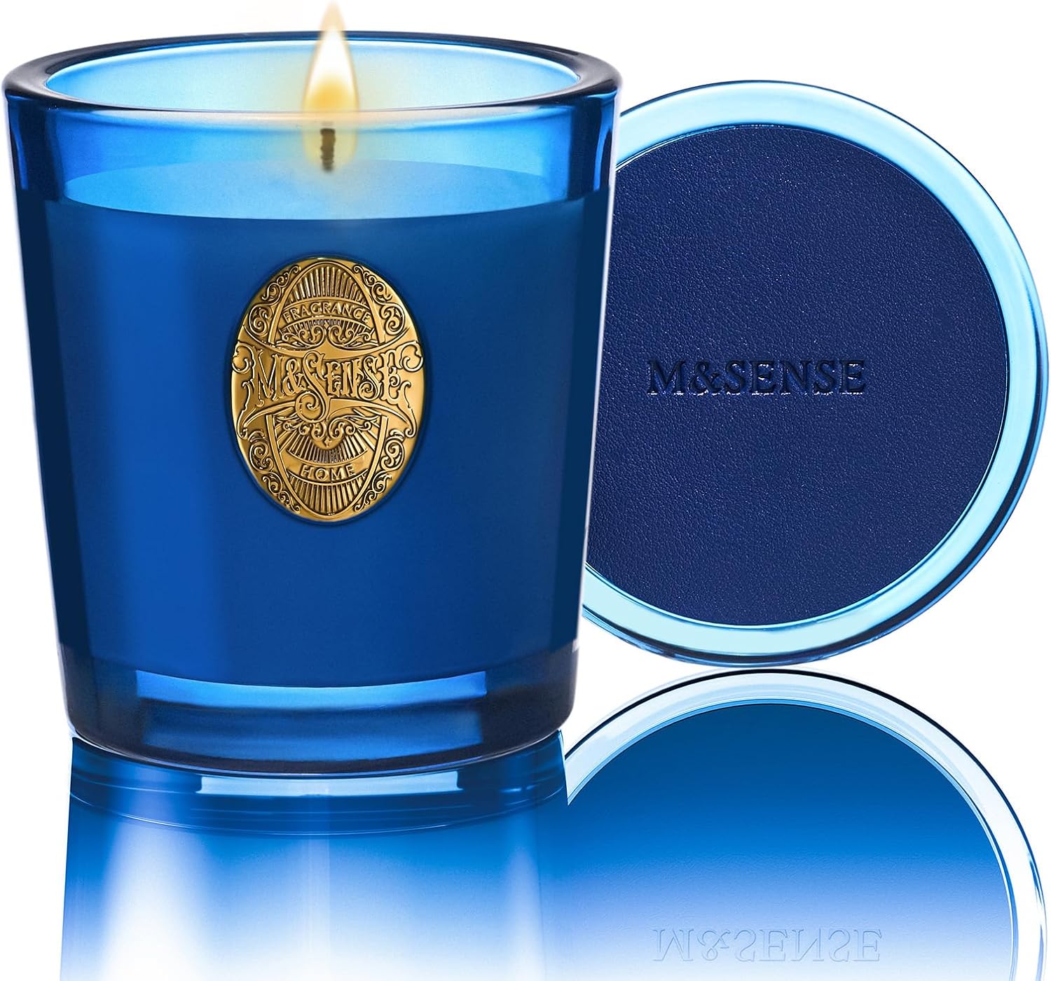 M&SENSE Natural Strong Summer Soy Candle | Peace & Blue | 9.2 oz, 50H Burn Time | Luxury Scented Candle for Relaxation, Gifting, SPA